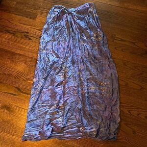 NWT Tangerine Temple One Size Sarong Elastic Tied Waist Slit on Front Bottom